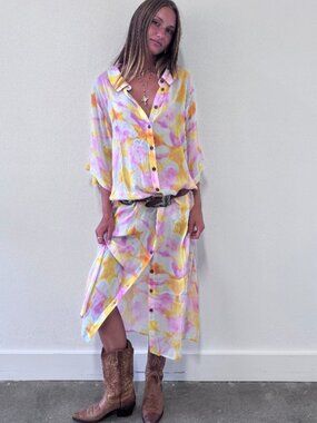 90's Inspired Buttondown Coverup - Sunshine